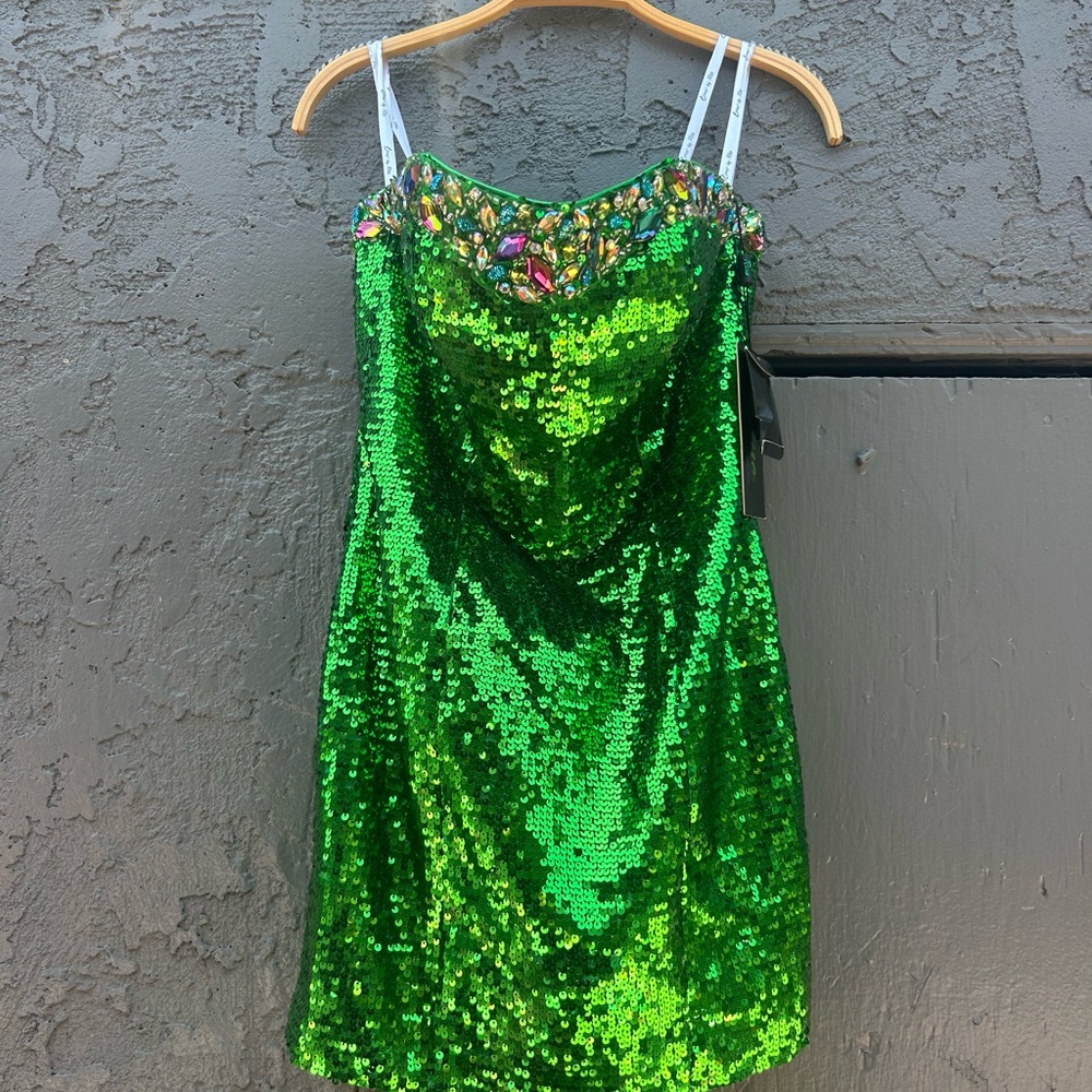 Green Sequin Dress with Embellished Bodice